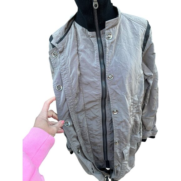 Seven 7 For All Mankind M Gray Quilted Nylon Jacket Plaid Lining Windbreaker - Picture 6 of 16